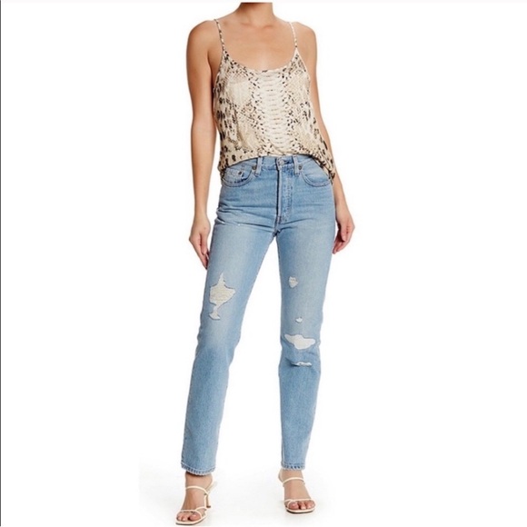 Levi's 501 Premium High Rise Straight Leg Button Fly Stars and Stripes 28 x 30 - Picture 15 of 16